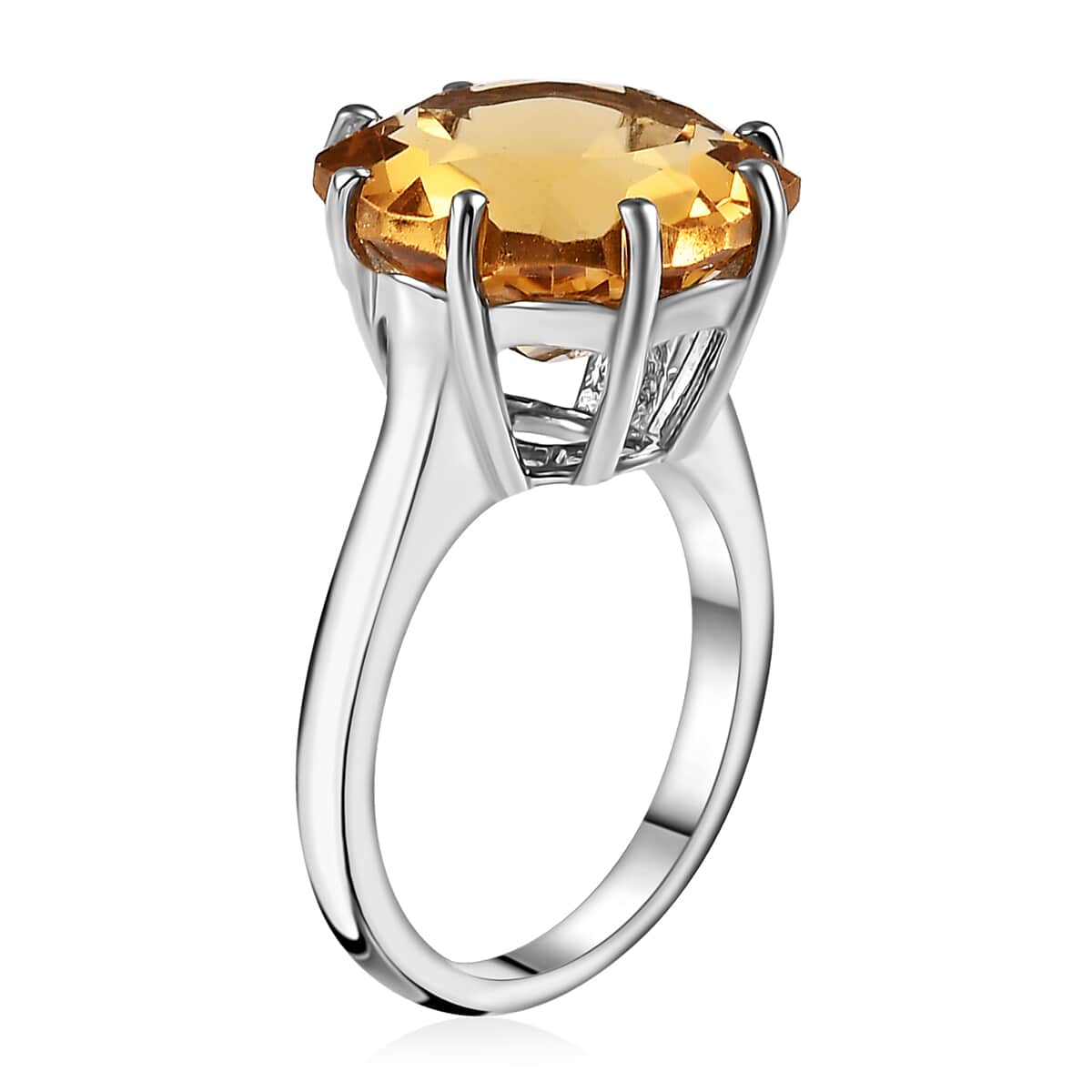 Brazilian Citrine 10.40 ctw Ring in Rhodium Over Sterling Silver image number 3