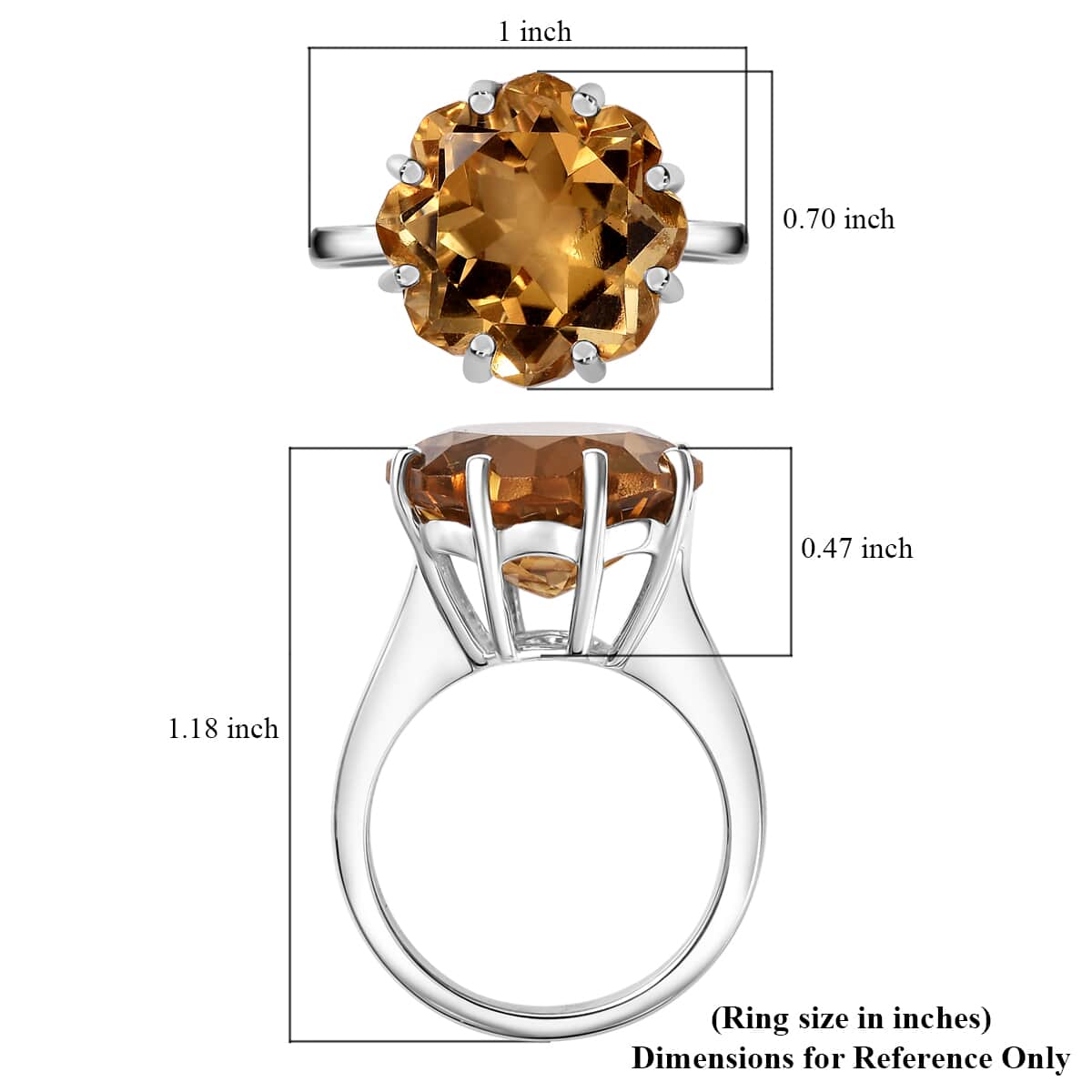 Brazilian Citrine 10.40 ctw Ring in Rhodium Over Sterling Silver image number 5