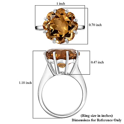 D'Joy Lotus Cut Brazilian Citrine 10.40 ctw Ring in Rhodium Over Sterling Silver (Size 10.0) 