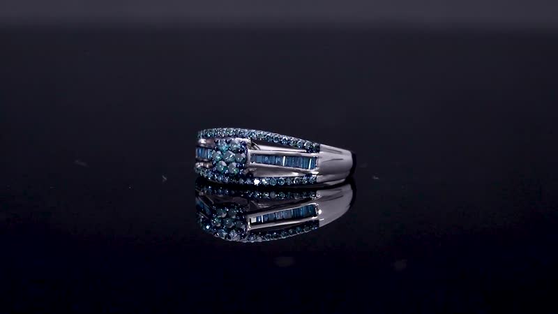 Doorbuster Blue Diamond (IR) Ring in Platinum Over Sterling Silver (Size 6.0) 0.50 ctw