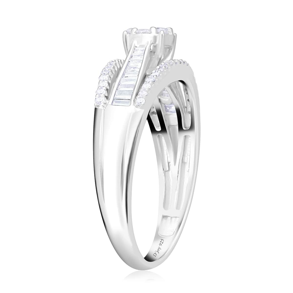 Doorbuster Diamond 0.50 ctw Bridge Ring in Platinum Over Sterling Silver (Size 10.0) image number 4