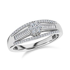 Diamond 0.50 ctw Bridge Ring in Platinum Over Sterling Silver (Size 6.0)