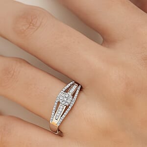 Diamond 0.50 ctw Bridge Ring in Platinum Over Sterling Silver (Size 6.0)