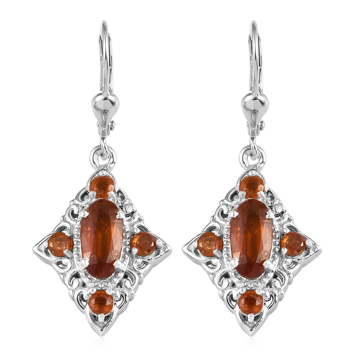 Tangerine Kyanite Earrings in Platinum Over Sterling Silver 4.30 ctw image number 0