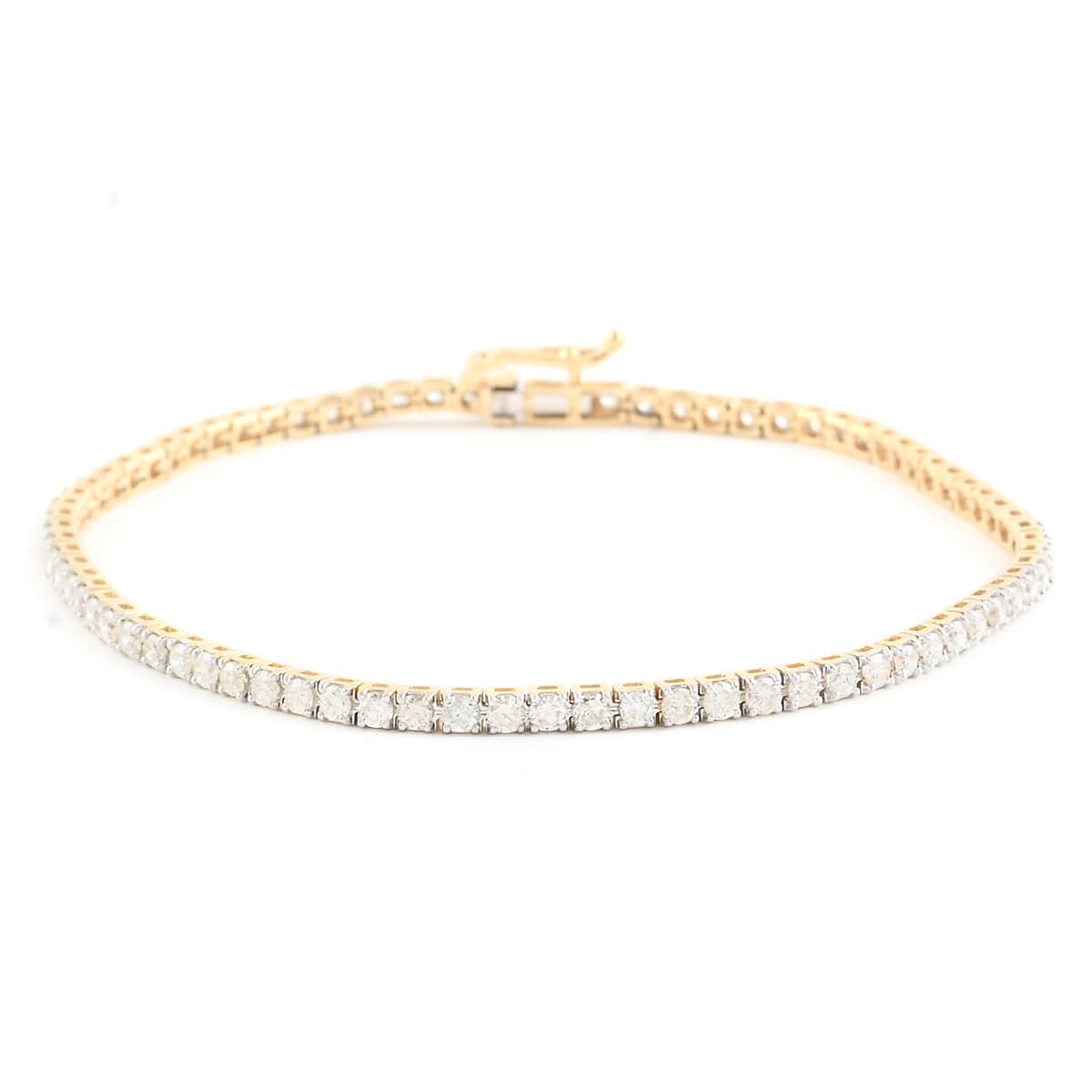NY Closeout 14K Yellow Gold G-H I1-I2 Diamond Tennis Bracelet (7.50 In) 6.35 Grams 2.00 ctw image number 0