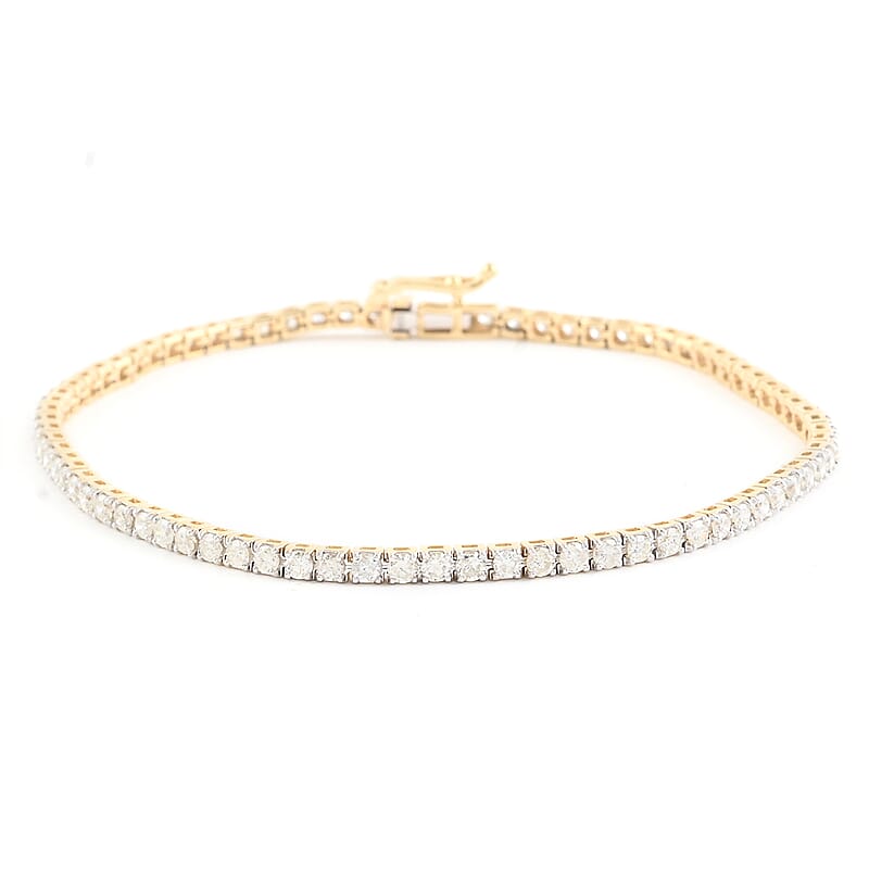 NY Closeout 14K Yellow Gold I1-I2 Diamond Tennis Bracelet (7.00 In) 6.10 Grams 2.00 ctw