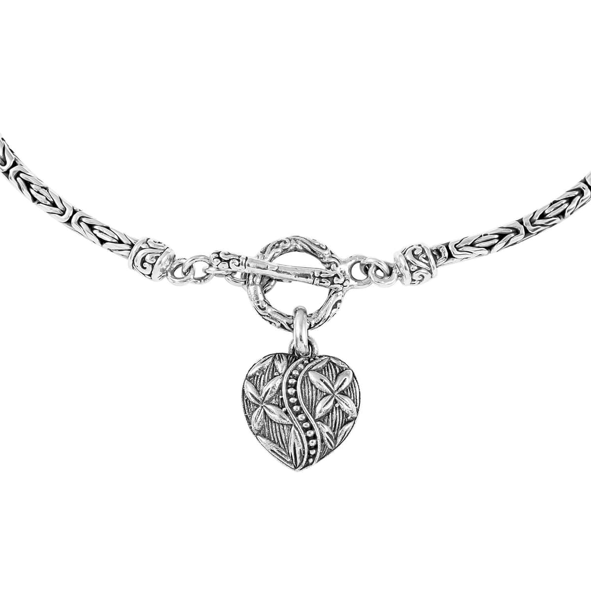 BALI LEGACY Sterling Silver Heart Charm Borobudur Necklace 18 Inches 45 Grams image number 0