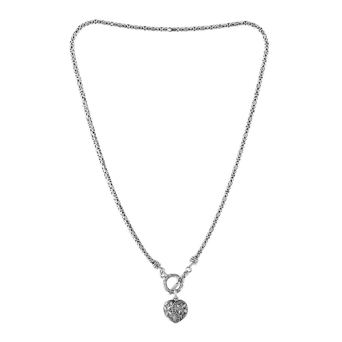 BALI LEGACY Sterling Silver Heart Charm Borobudur Necklace 18 Inches 45 Grams image number 4