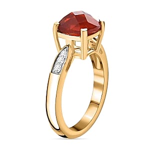 Mexican Cherry Fire Opal and Multi Gemstone 1.66 ctw Ring in Vermeil Yellow Gold Over Sterling Silver (Size 11.5)