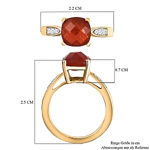 Mexican Cherry Fire Opal and Multi Gemstone 1.66 ctw Ring in Vermeil Yellow Gold Over Sterling Silver (Size 11.5)