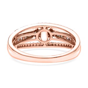 Natural Champagne Diamond 0.50 ctw Bridge Ring in Vermeil Rose Gold Over Sterling Silver (Size 6.0)