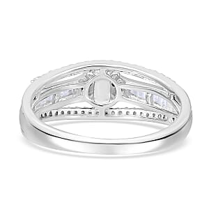 Diamond 0.50 ctw Bridge Ring in Platinum Over Sterling Silver (Size 5.0)
