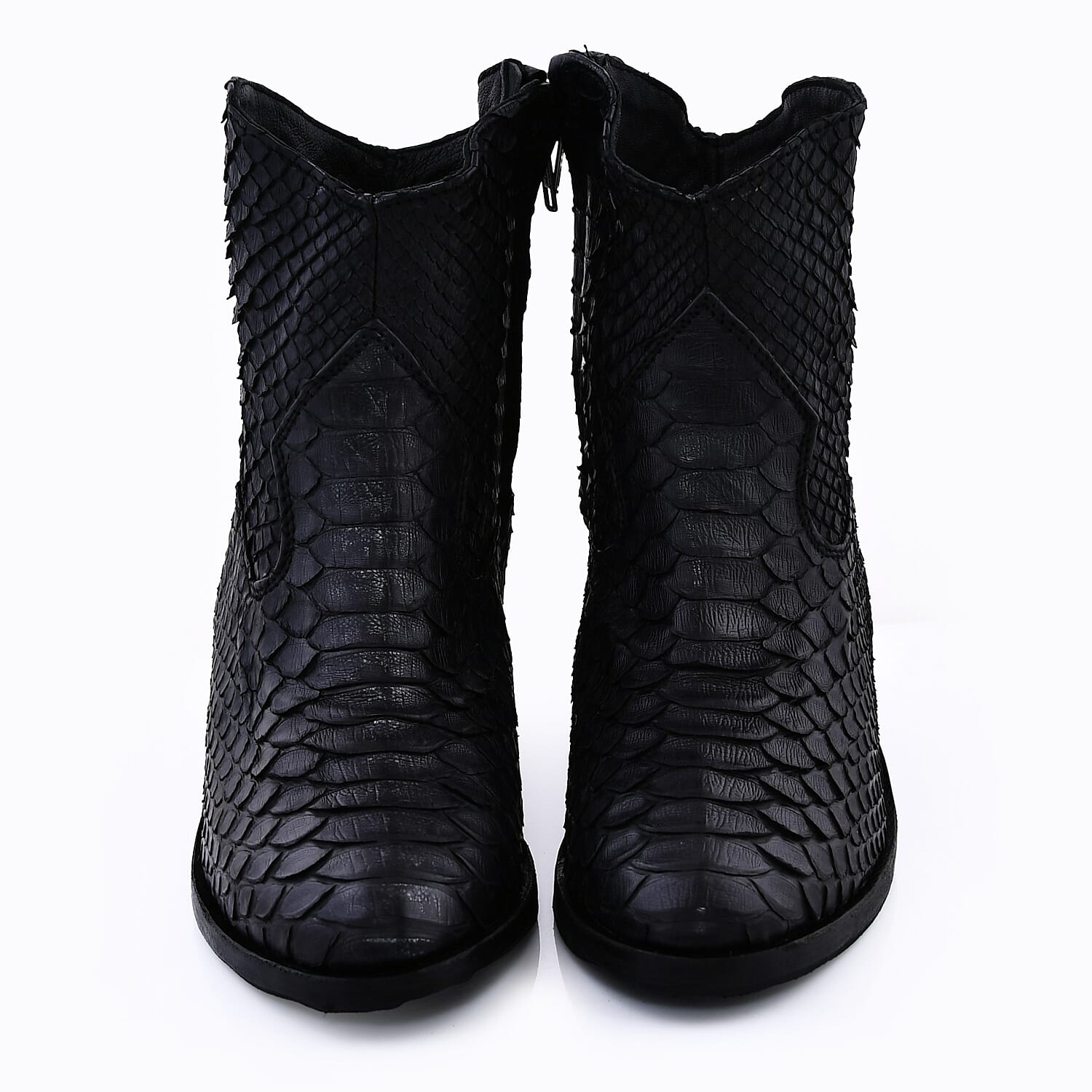 Grand Pelle Black Python Leather Women's Booties - (Size 7)