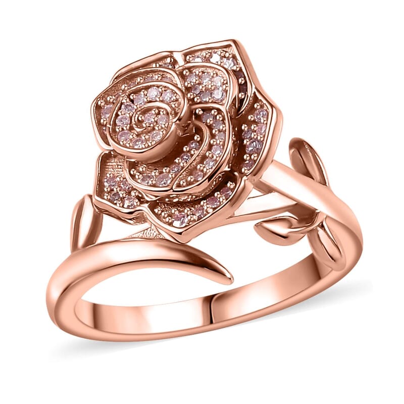 Natural Pink Diamond I3 0.25 ctw Rose Ring in 18K Vermeil Rose Gold Over Sterling Silver (Size 10.0)