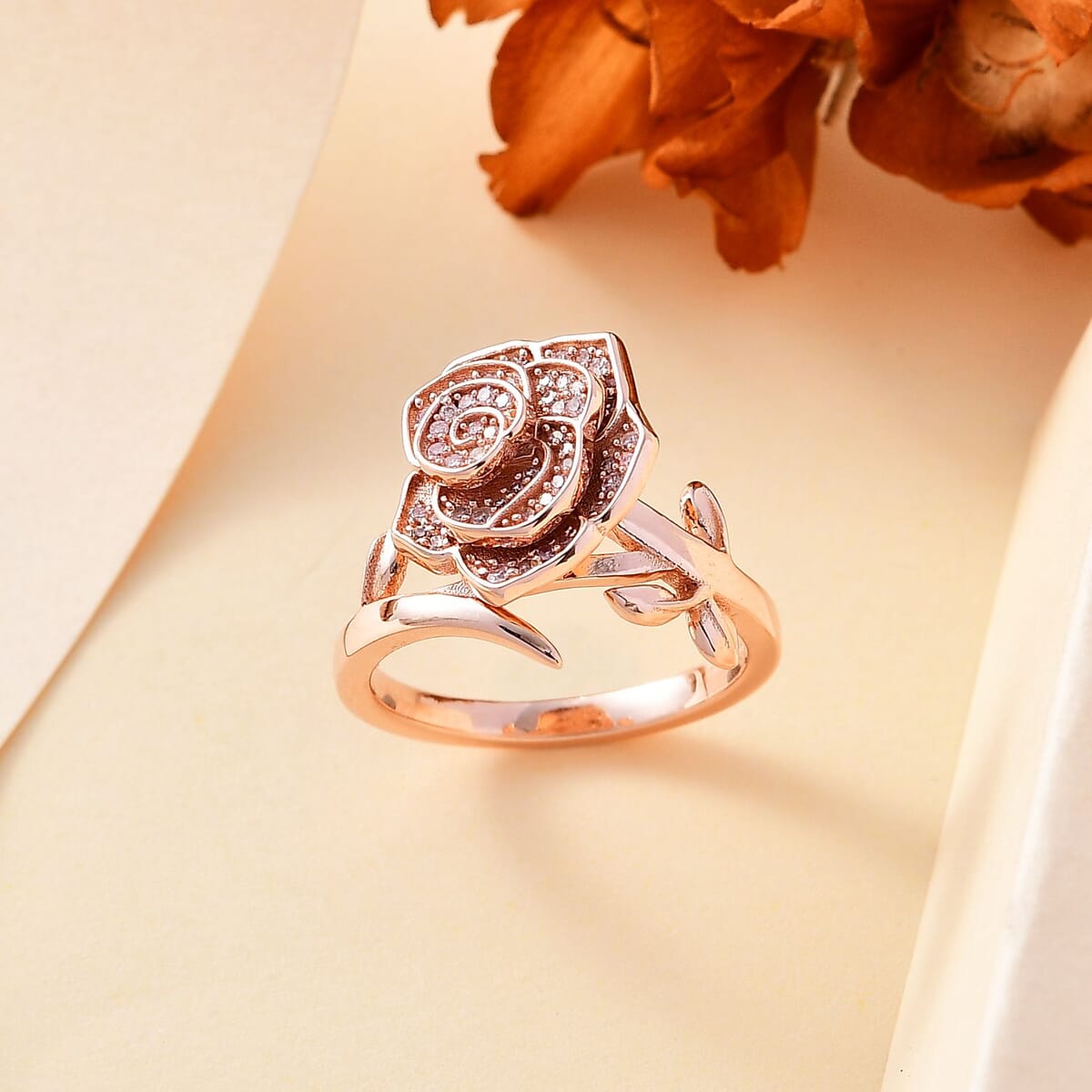 Natural Pink Diamond I3 0.25 ctw Rose Ring in 18K Vermeil Rose Gold Over Sterling Silver (Size 6.0) image number 1