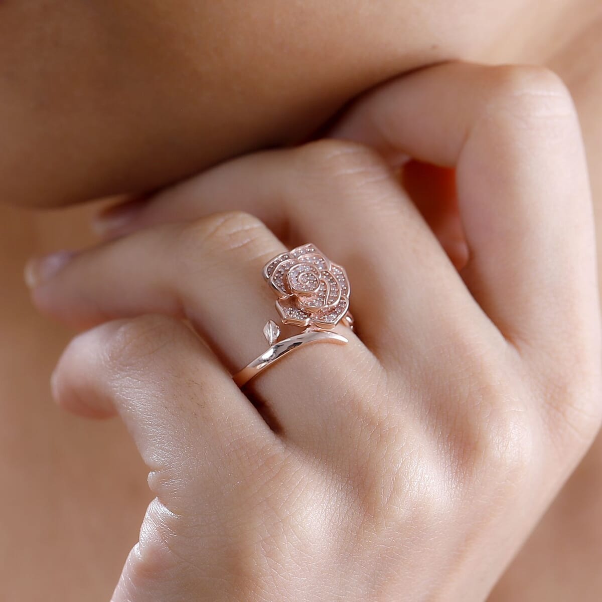 Natural Pink Diamond I3 0.25 ctw Rose Ring in 18K Vermeil Rose Gold Over Sterling Silver (Size 6.0) image number 2