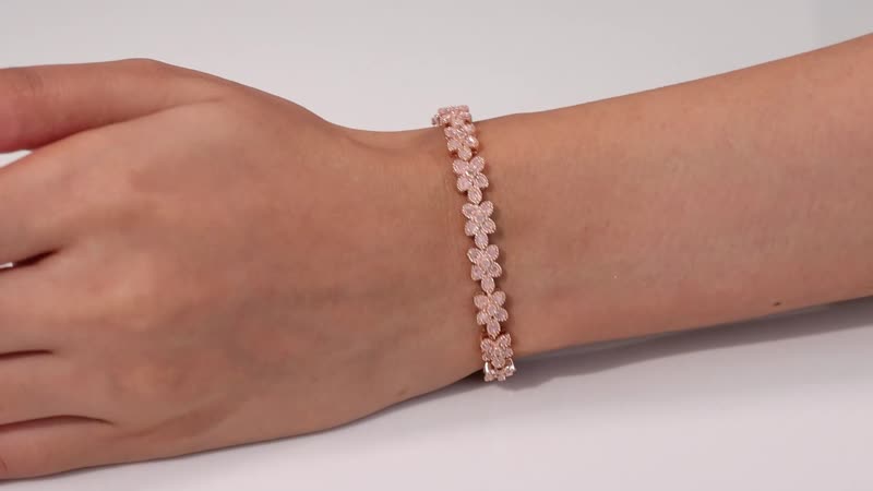Uncut Natural Pink Diamond Bracelet in 18K Vermeil RG Over Sterling Silver (7.25 In) 1.50 ctw