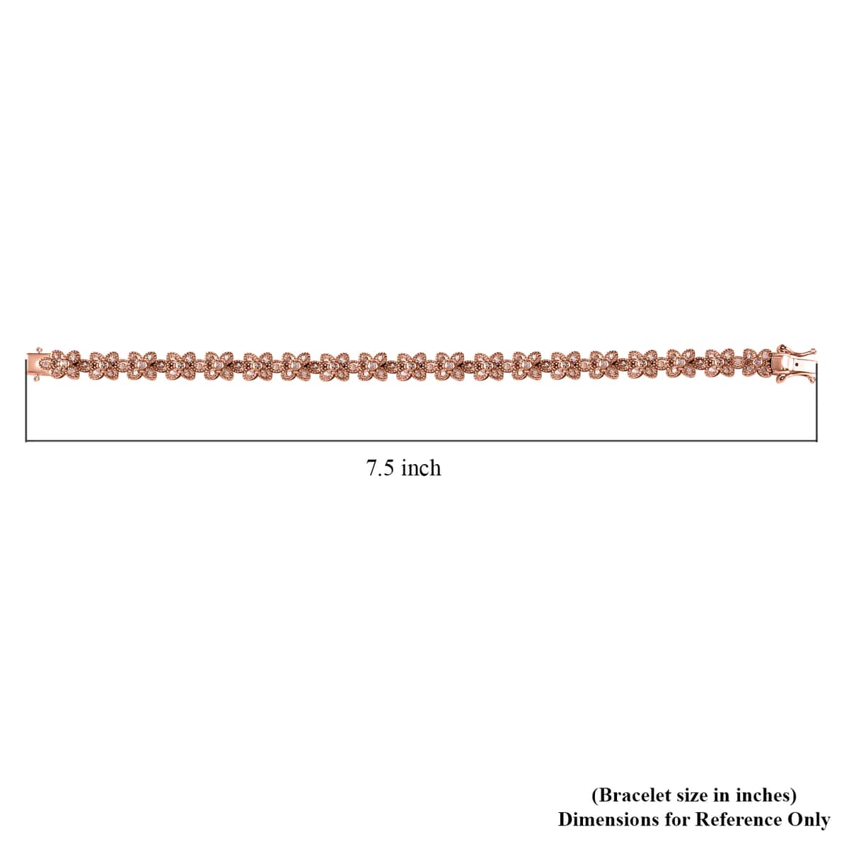 Uncut Natural Pink Diamond 1.50 ctw Floral Bracelet in 18K Vermeil Rose Gold Over Sterling Silver (7.25 In) image number 4