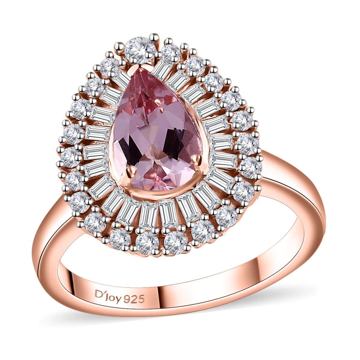 Premium Pink Morganite and Moissanite Ring in 18K Vermeil Rose Gold Over Sterling Silver (Size 10.0) 2.00 ctw image number 0