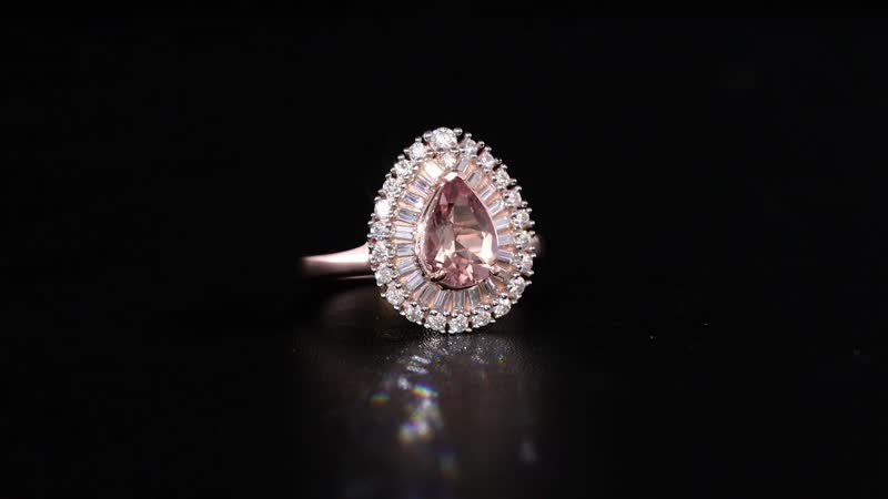 Premium Pink Morganite, Moissanite Ring in 18K Vermeil RG Over Sterling Silver (Size 7.0) 2.00 ctw