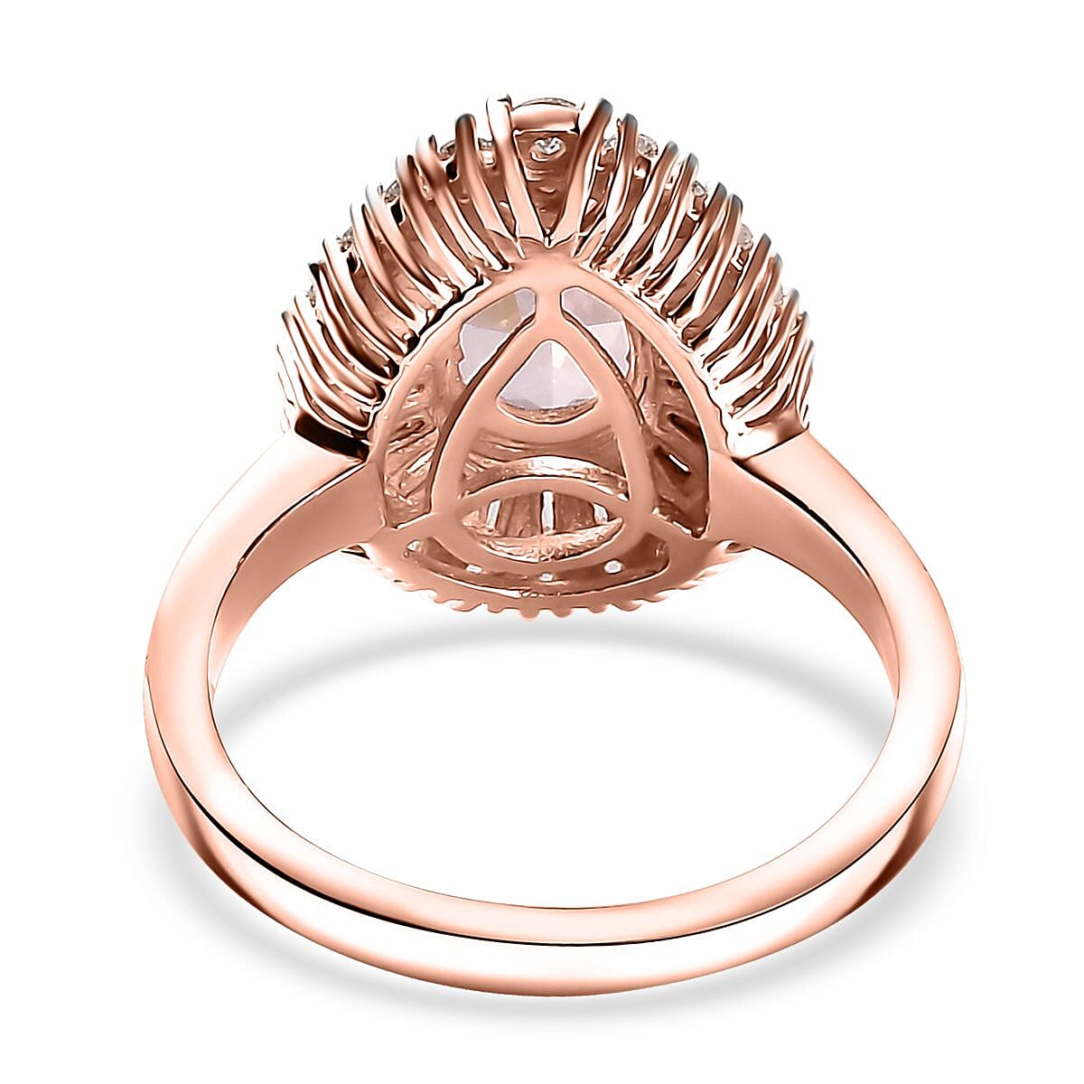Premium Pink Morganite and Moissanite Ring in 18K Vermeil Rose Gold Over Sterling Silver (Size 10.0) 2.00 ctw