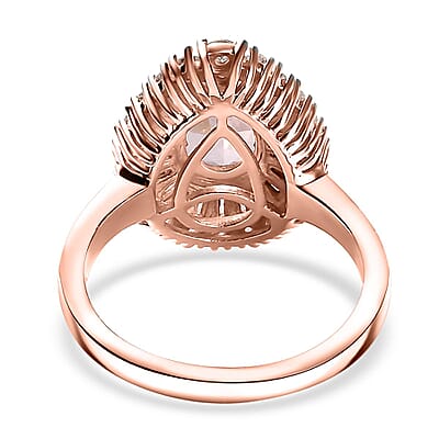 Premium Pink Morganite and Moissanite Ring in 18K Vermeil Rose Gold Over Sterling Silver (Size 10.0) 2.00 ctw