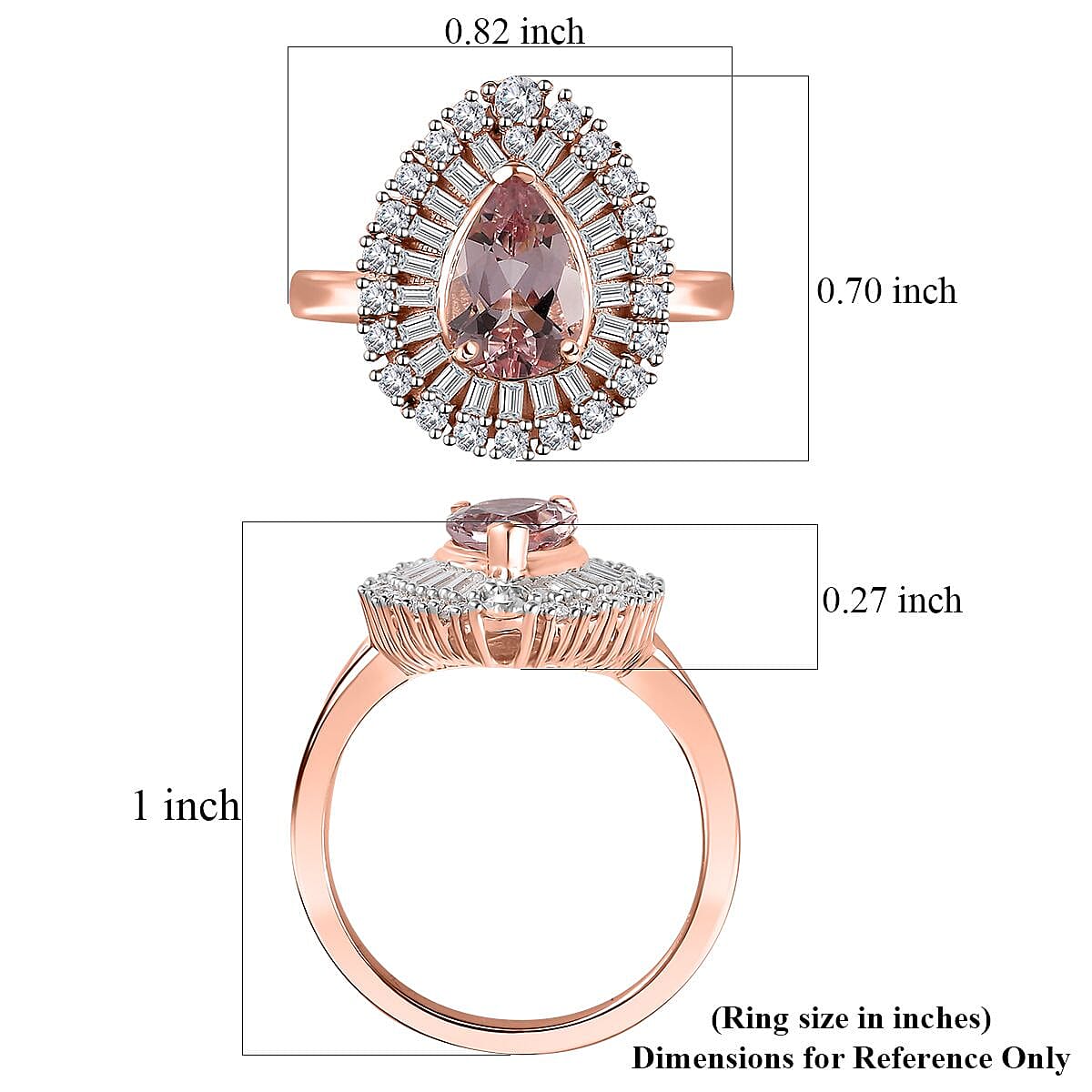 Premium Pink Morganite and Moissanite Ring in 18K Vermeil Rose Gold Over Sterling Silver (Size 10.0) 2.00 ctw