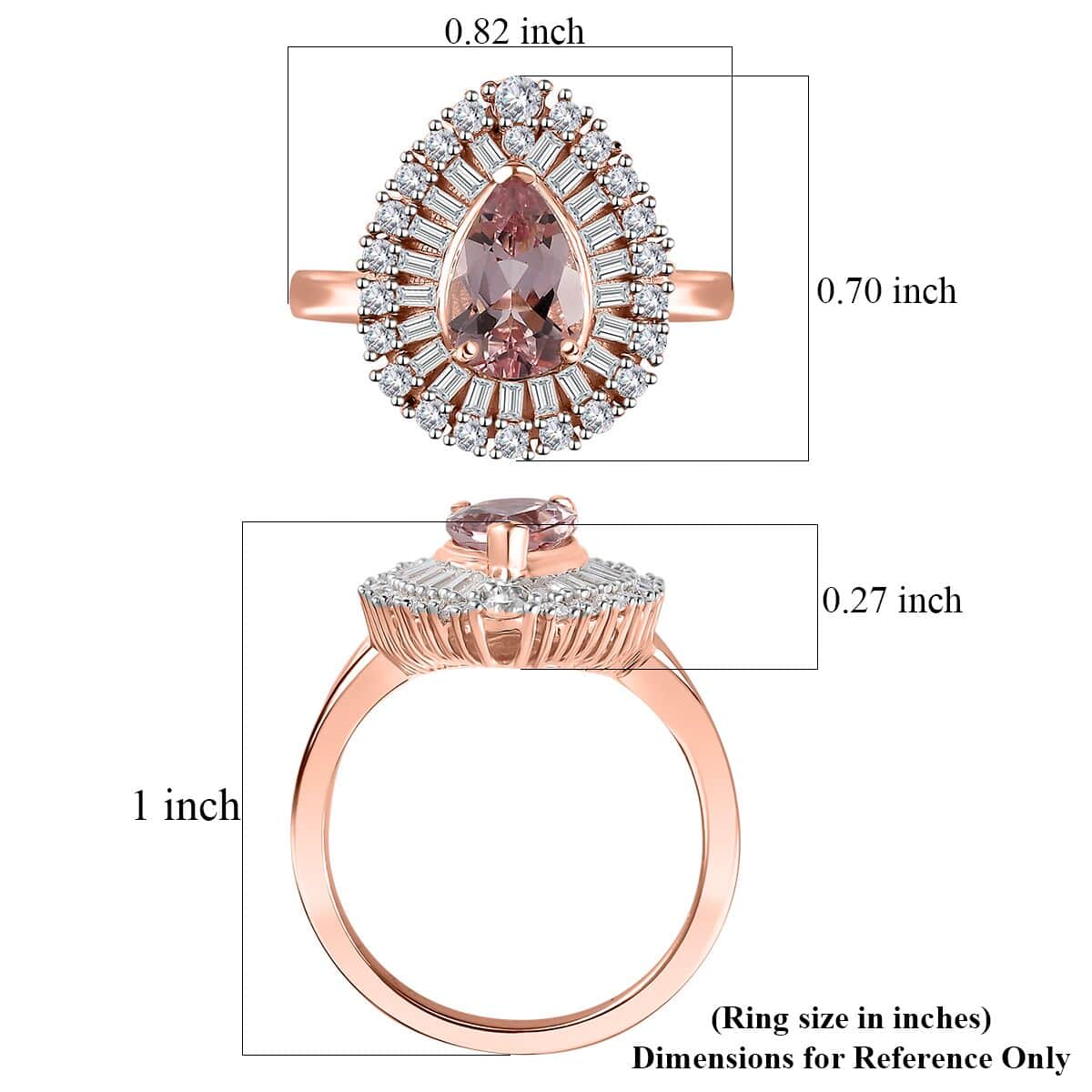 Premium Pink Morganite, Moissanite Ring in 18K Vermeil RG Over Sterling Silver (Size 7.0) 2.00 ctw image number 5