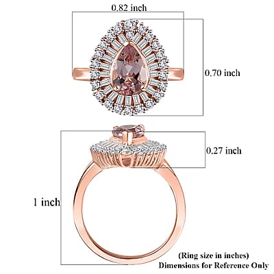 Premium Pink Morganite and Moissanite Ring in 18K Vermeil Rose Gold Over Sterling Silver (Size 10.0) 2.00 ctw
