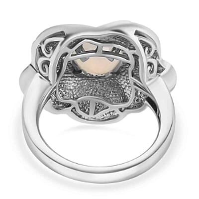 Ethiopian Welo Opal 0.84 ctw Ring in Platinum Over Sterling Silver (Size 5.5)