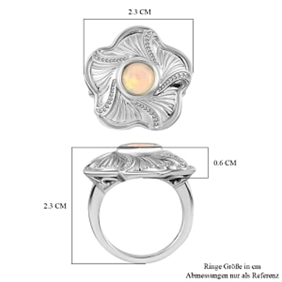 Ethiopian Welo Opal 0.84 ctw Ring in Platinum Over Sterling Silver (Size 5.5)