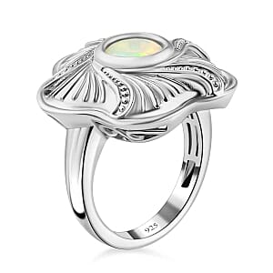 Ethiopian Welo Opal 0.84 ctw Ring in Platinum Over Sterling Silver (Size 8)