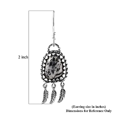 Artisan Crafted White Buffalo 8.00 ctw Fish Hook Earrings in Black Oxidized Sterling Silver