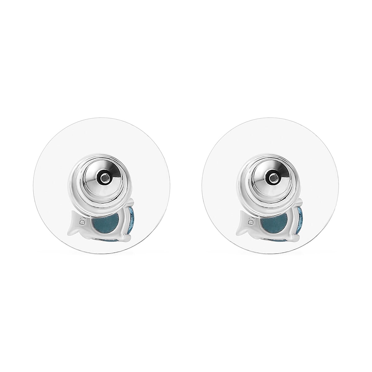 D'Joy Premium Betroka Blue Apatite and Thai Black Spinel 0.60 ctw Dolphin Stud Earrings in Rhodium Over Sterling Silver
