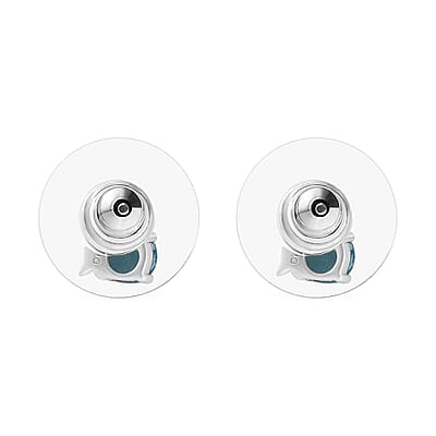 D'Joy Premium Betroka Blue Apatite and Thai Black Spinel 0.60 ctw Dolphin Stud Earrings in Rhodium Over Sterling Silver