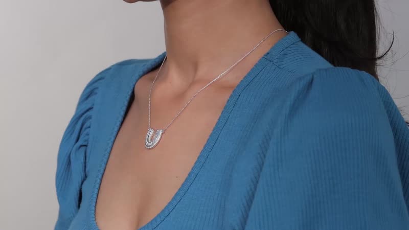 Moissanite 1.75 ctw Horseshoe Necklace in Rhodium Over Sterling Silver 18 Inches