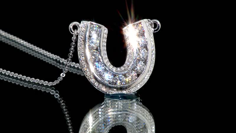 Moissanite 1.75 ctw Horseshoe Necklace in Rhodium Over Sterling Silver 18 Inches