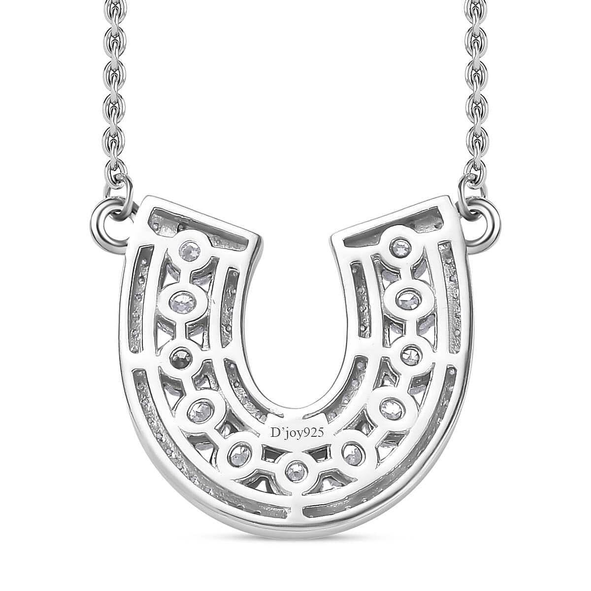 Moissanite 1.75 ctw Horseshoe Necklace in Rhodium Over Sterling Silver 18 Inches
