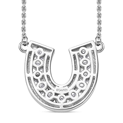 Moissanite 1.75 ctw Horseshoe Necklace in Rhodium Over Sterling Silver 18 Inches