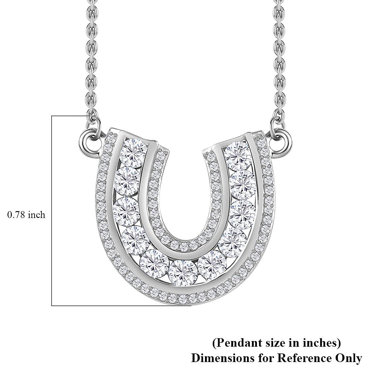 Moissanite 1.75 ctw Horseshoe Necklace in Rhodium Over Sterling Silver 18 Inches
