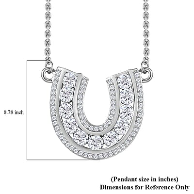 Moissanite 1.75 ctw Horseshoe Necklace in Rhodium Over Sterling Silver 18 Inches