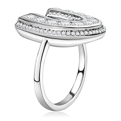Moissanite 1.75 ctw Horseshoe Ring in Rhodium Over Sterling Silver (Size 10.0)