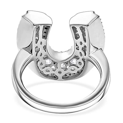 Moissanite 1.75 ctw Horseshoe Ring in Rhodium Over Sterling Silver (Size 10.0)