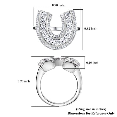 Moissanite 1.75 ctw Horseshoe Ring in Rhodium Over Sterling Silver (Size 10.0)