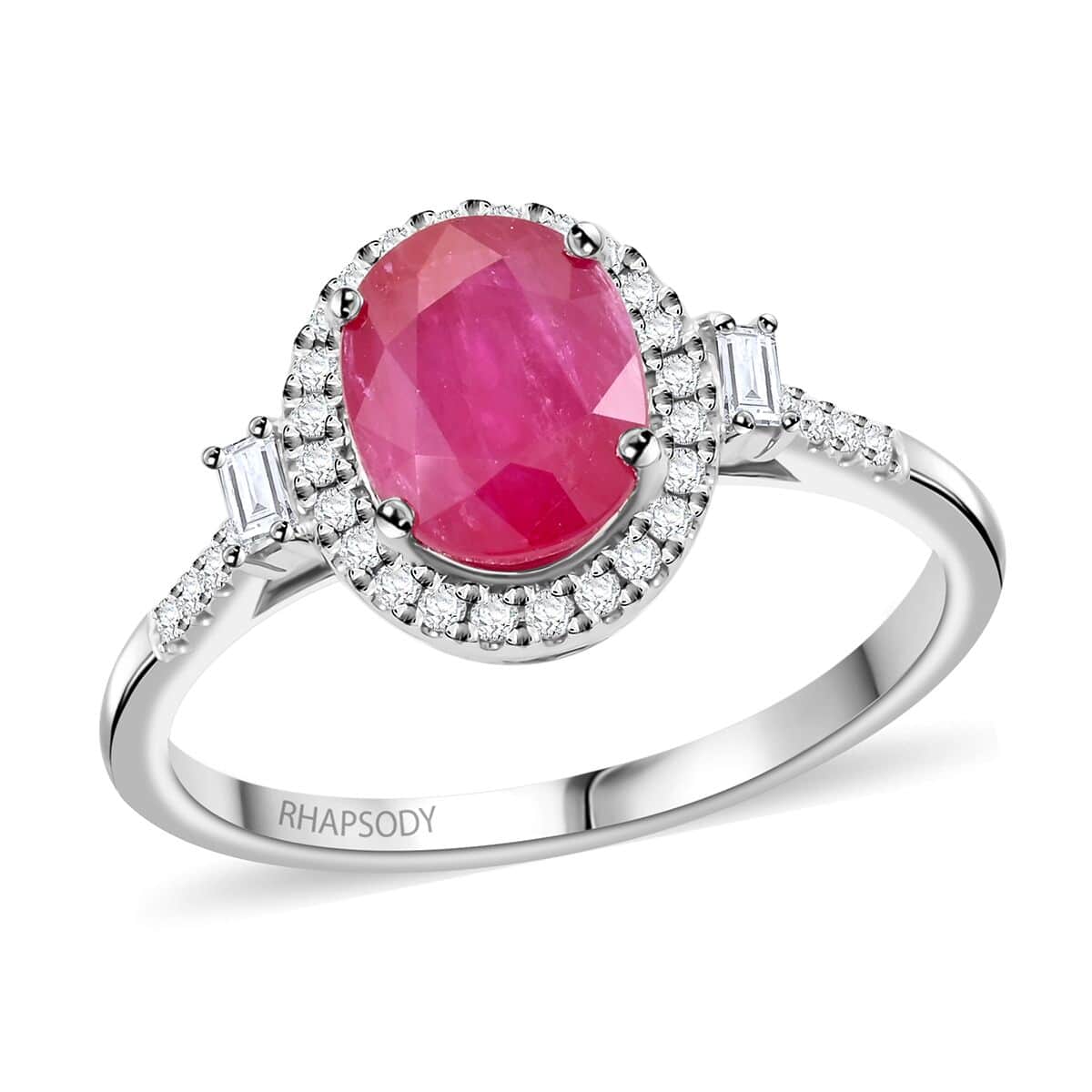 Rhapsody AAAA Mozambique Ruby and E-F VS Diamond 2.50 ctw Ring in 950 Platinum (Size 10.0) 5.85 Grams image number 0