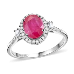 Rhapsody AAAA Mozambique Ruby and E-F VS Diamond 2.50 ctw Ring in 950 Platinum (Size 6.0) 5.85 Grams