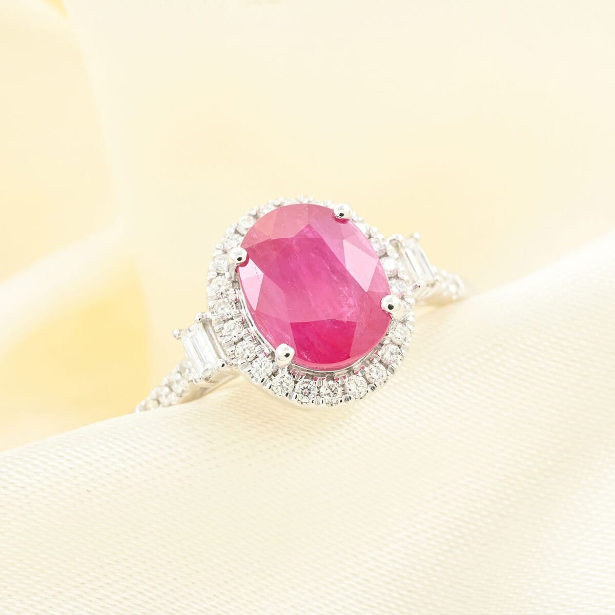 Certified & Appraised Rhapsody AAAA Mozambique Ruby and E-F VS Diamond 2.50 ctw Ring in 950 Platinum (Size 9.0) 5.85 Grams (Del. in 10-15 Days) image number 1