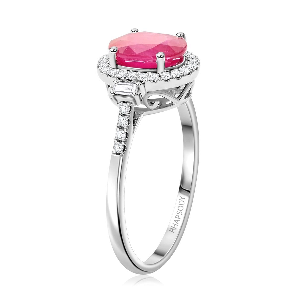 Certified & Appraised Rhapsody AAAA Mozambique Ruby and E-F VS Diamond 2.50 ctw Ring in 950 Platinum (Size 9.0) 5.85 Grams (Del. in 10-15 Days) image number 3