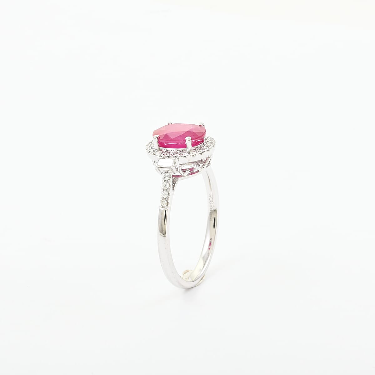 Rhapsody AAAA Mozambique Ruby and E-F VS Diamond 2.50 ctw Ring in 950 Platinum (Size 9.5) 5.85 Grams image number 2