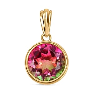 Watermelon Quartz Triplet 4.10 ctw Pendant in Vermeil YG Over Sterling Silver